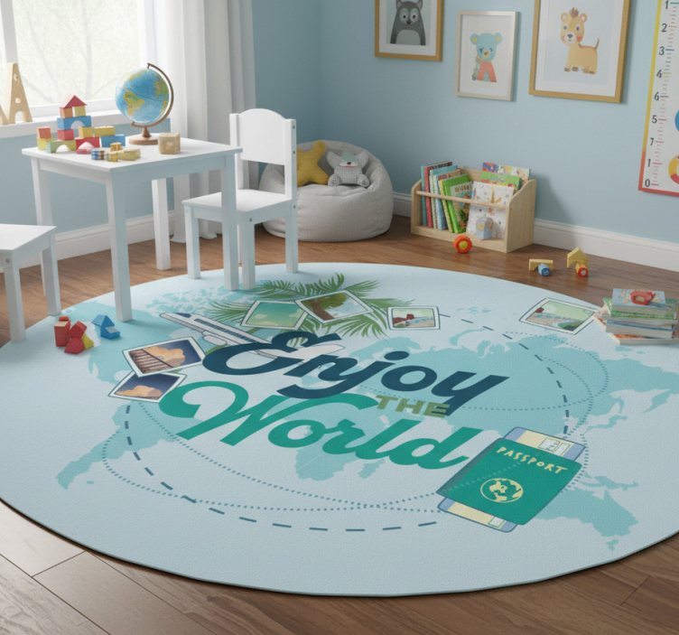 World map vinyl rug enjoy the world map - TenStickers