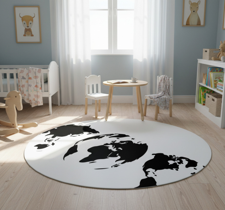 World map vinyl rug featuring 3 earth maps of continents - TenStickers