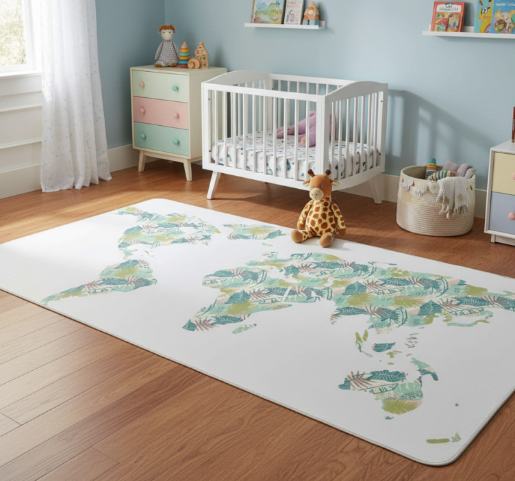 World map vinyl rug tropical map - TenStickers