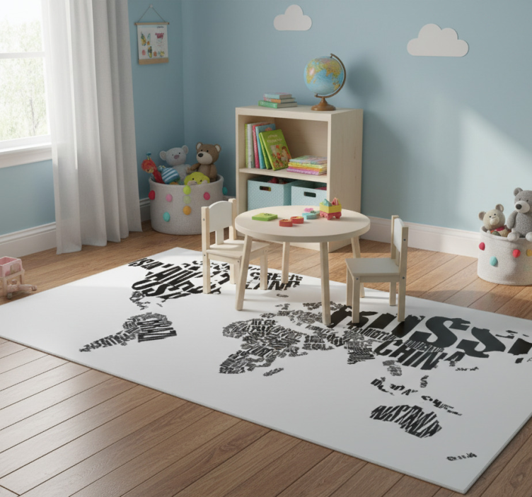 World map vinyl rug with country names - TenStickers