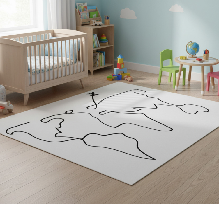 World map vinyl rug world map plane - TenStickers