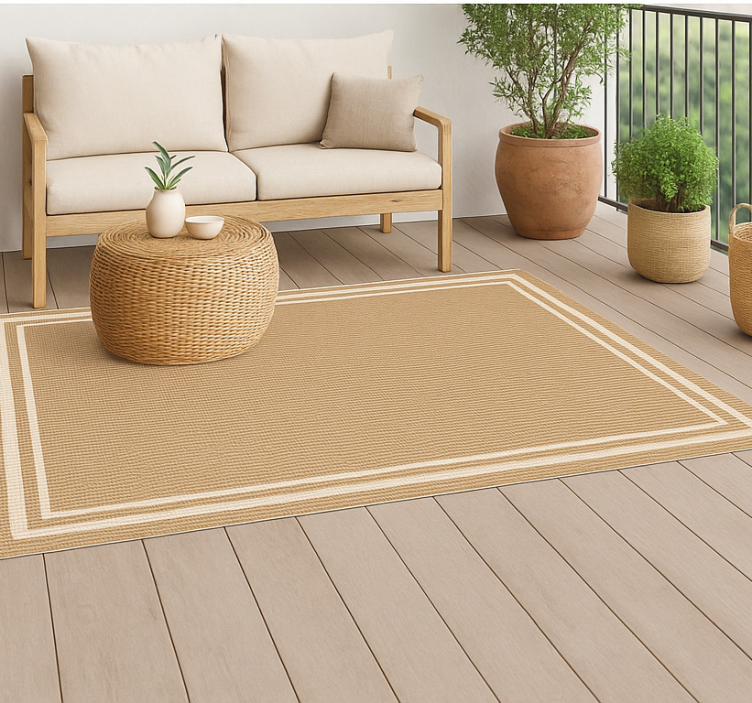 Woven border imitation outdoor vinyl rug - TenStickers