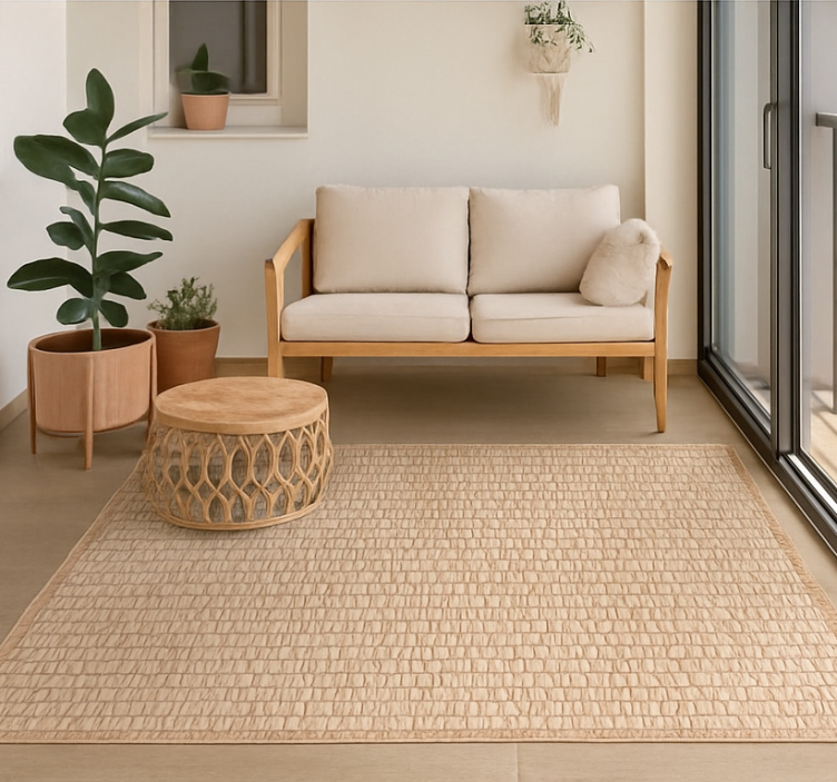 Woven rattan texture outdoor vinyl rug - TenStickers