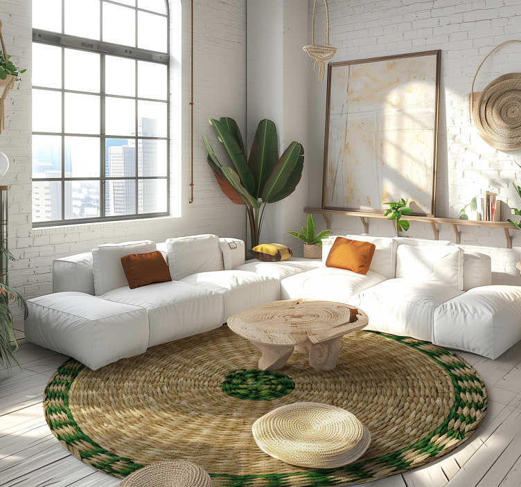 Woven Texture Round Vinyl Mat - TenStickers