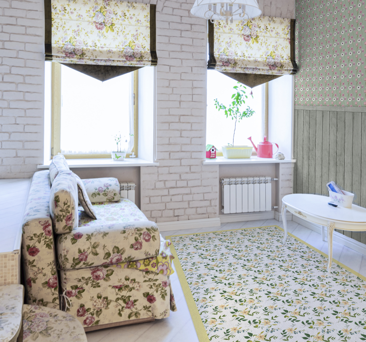 Yellow cottagecore flowers Vintage rug - TenStickers