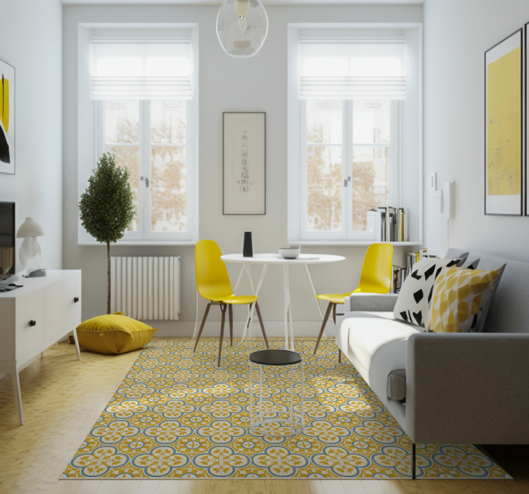 yellow hydraulic tile vintage rug - TenStickers