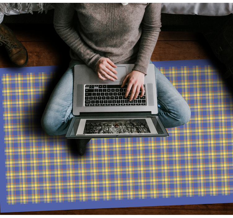 Yellow Plaid Pattern striped vinyl rug - TenStickers