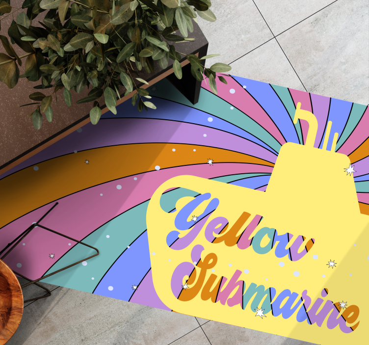 Yellow submarine living room rug - TenStickers