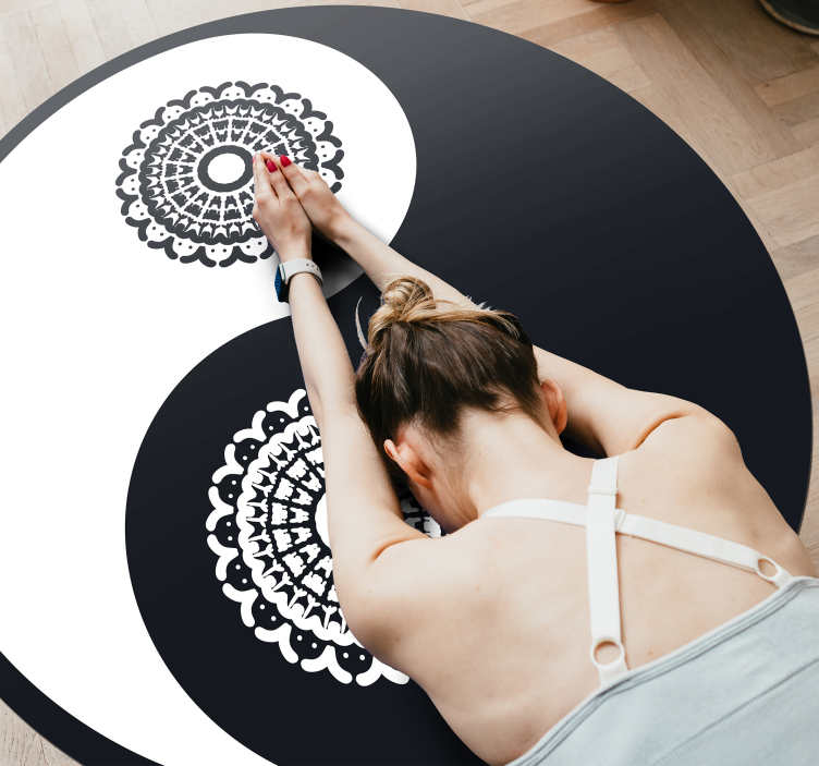 Yin Yang Circle mandala vinyl rug - TenStickers