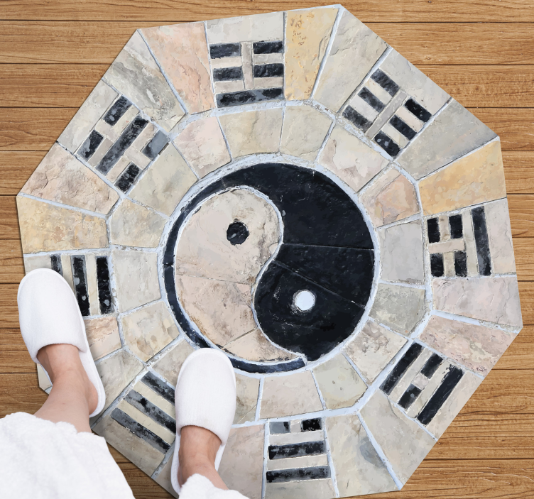 Yin Yang Tile Art mosaic vinyl rug - TenStickers