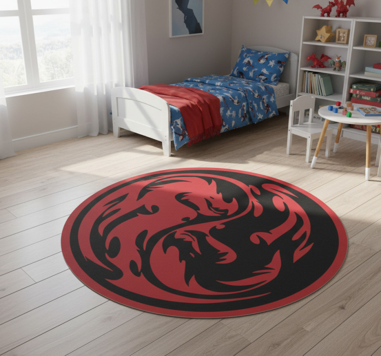 Yin yang dragons animal vinyl rug - TenStickers