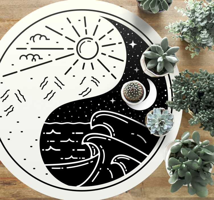 Yin Yang Ocean Scandinavian vinyl rug - TenStickers