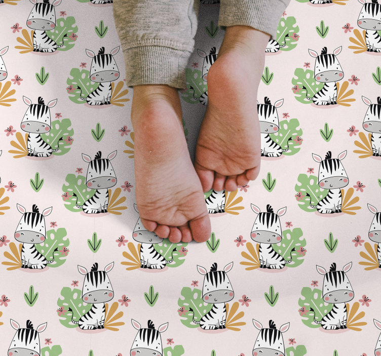 Zebra Jungle Pattern kids vinyl rug - TenStickers