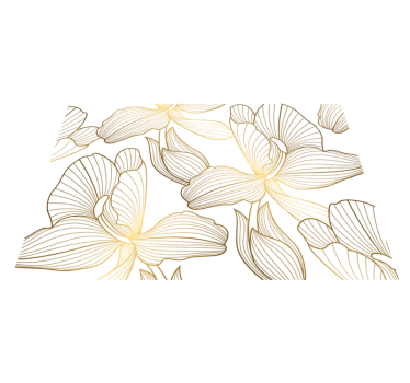 Golden flowers white  vinyl rug - TenStickers