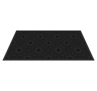 Mandala flowers  black vinyl rug - TenStickers