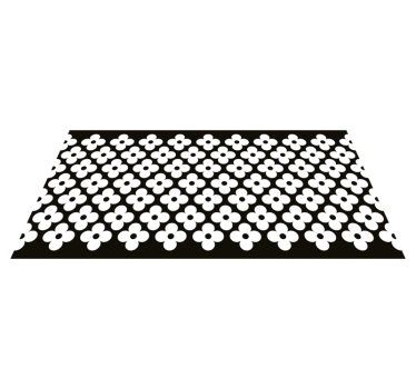 Simple flower shapes black vinyl rug - TenStickers