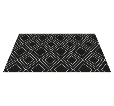 Geometric lines design black vinyl rug - TenStickers