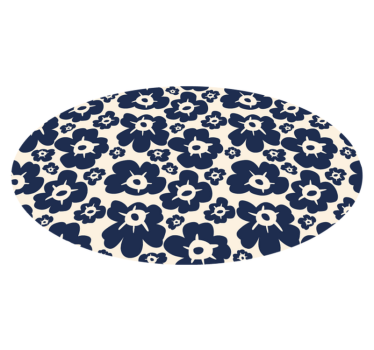 Dark blue poppy floral vinyl rug - TenStickers