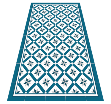 Hydraulic Blue kitchen vinyl rug - TenStickers