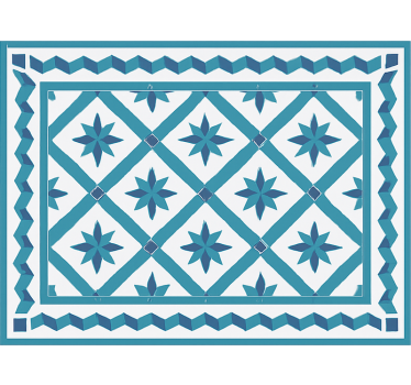 Geometric star tiles blue vinyl rug - TenStickers