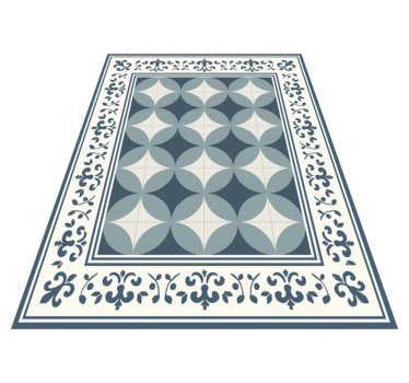Blue and white motif tile vinyl rug - TenStickers