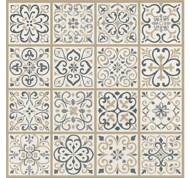 Neutral Tiled Pattern dining room vinyl rug - TenStickers
