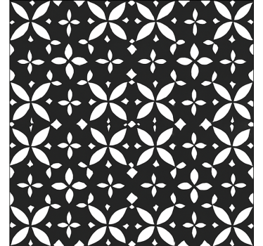 Black Floral Geometric dining room vinyl rug - TenStickers
