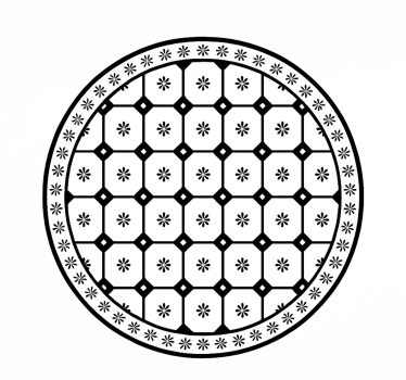 Black-and-White Tile Pattern dining room vinyl rug - TenStickers