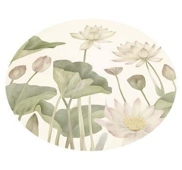 Watery Botanical Blooms dining room vinyl rug - TenStickers
