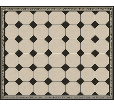 Traditional Checkerboard Tile dining room vinyl rug - TenStickers