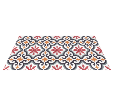 Baroni red design tile vinyl rug - TenStickers