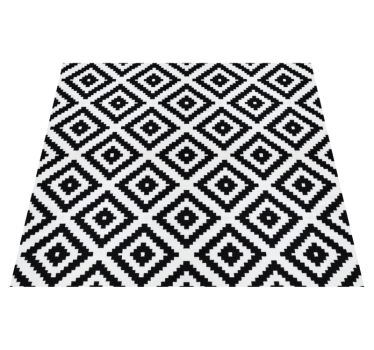 Kitchen vinyl rug in black modern squares - TenStickers