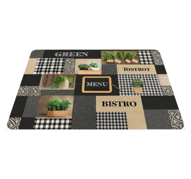 Kitchen vinyl rug in black and white bistro style - TenStickers