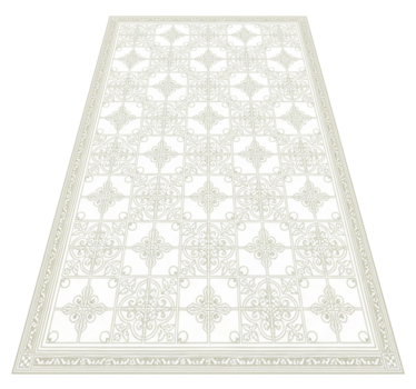 Living room vinyl rug beige ornate mat - TenStickers