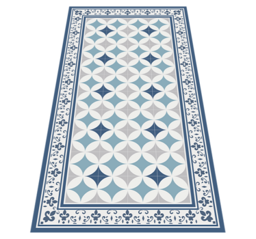 Kitchen vinyl rug in azure tile design - TenStickers