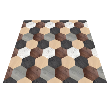 Kitchen vinyl rug in mixed wood hexagons - TenStickers