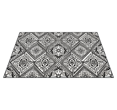 Bold contrast kaleidoscope kitchen vinyl rug - TenStickers
