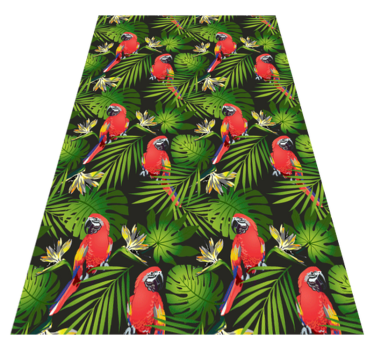 Animal vinyl rug colorful parrots on gray background - TenStickers