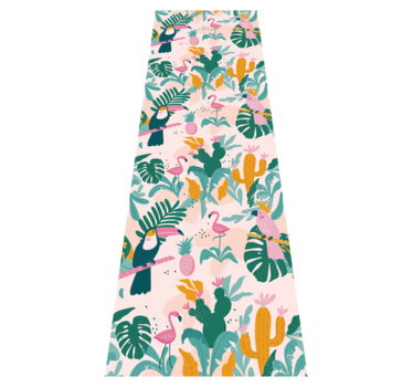 Green birds on pink background animal vinyl rug - TenStickers
