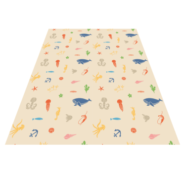 Animal vinyl rug with sea creatures on beige background - TenStickers