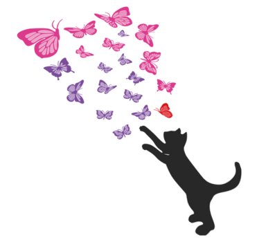 Animal vinyl rug playful cat butterflies - TenStickers