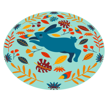 Animal vinyl rug playful rabbit design - TenStickers