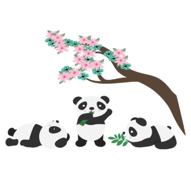 Whimsical panda clan animal vinyl rug - TenStickers