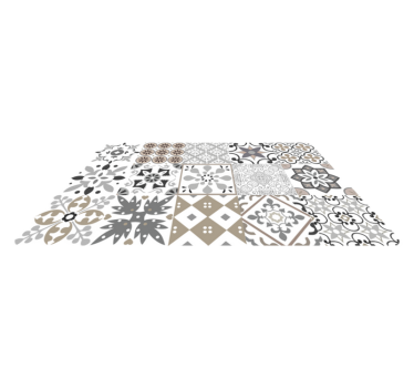 Kitchen vinyl rug geometric tile pattern - TenStickers