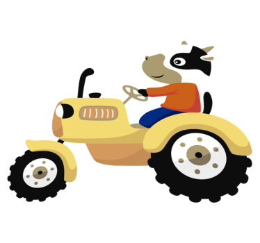 Animal vinyl rug cow on tractor design - TenStickers
