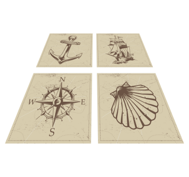 Bathroom vinyl rug with sea-themed tiles - TenStickers