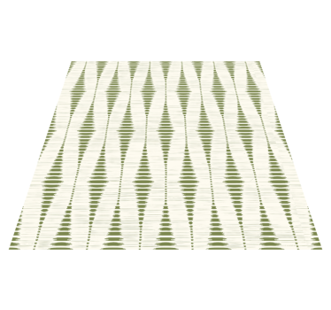 Geometric vinyl rug in moss green rabaul ikat - TenStickers