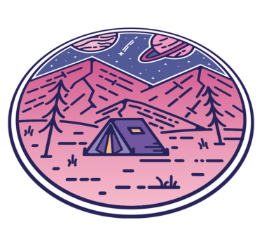 Nature vinyl rug pink mountains - TenStickers
