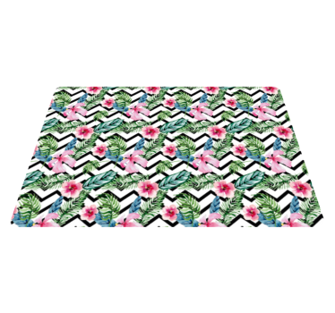Floral vinyl rug with zigzag tropical patterns - TenStickers