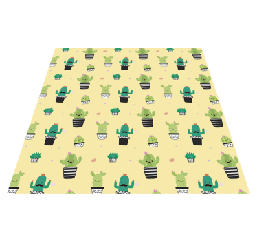 Floral vinyl rug cactus drawing pattern - TenStickers
